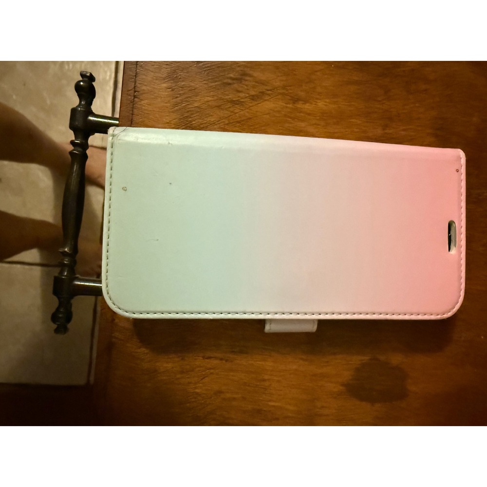 Pastel Ombre Wallet Phone Case Folio Card Holder Pink Green iPhone 11 12 13 Pro
